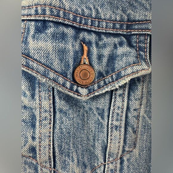 Lucky Brand Heavy Distressed The Tomboy Trucker Denim Jacket XS - Picture 2 of 12